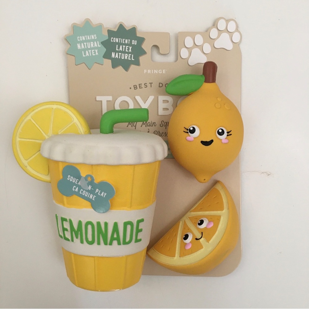 Dog Toys Latex 3pc Squeaky Fetch Lemon “My Main Squeeze” Theme NEW | Fringe